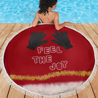 Feel The Joy Christmas Beach Blanket Xmas Holiday Patterns - Wonder Print Shop