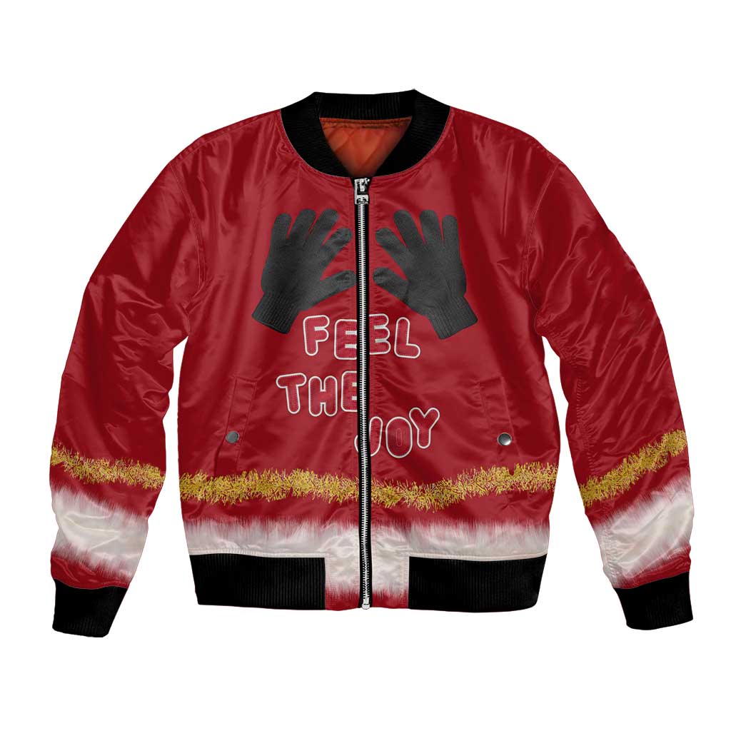 Feel The Joy Christmas Bomber Jacket Xmas Holiday Patterns - Wonder Print Shop