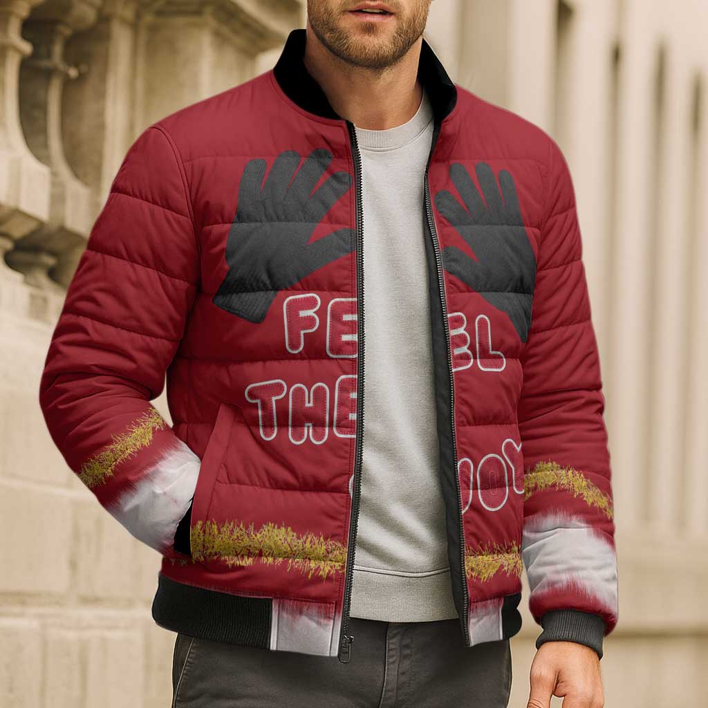 Feel The Joy Christmas Bomber Puffer Jacket Xmas Holiday Patterns - Wonder Print Shop