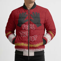 Feel The Joy Christmas Bomber Puffer Jacket Xmas Holiday Patterns - Wonder Print Shop