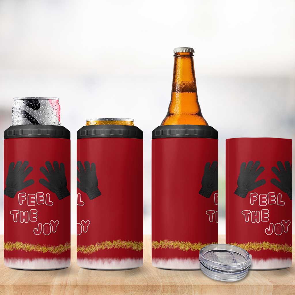 Feel The Joy Christmas 4 in 1 Can Cooler Tumbler Xmas Holiday Patterns - Wonder Print Shop
