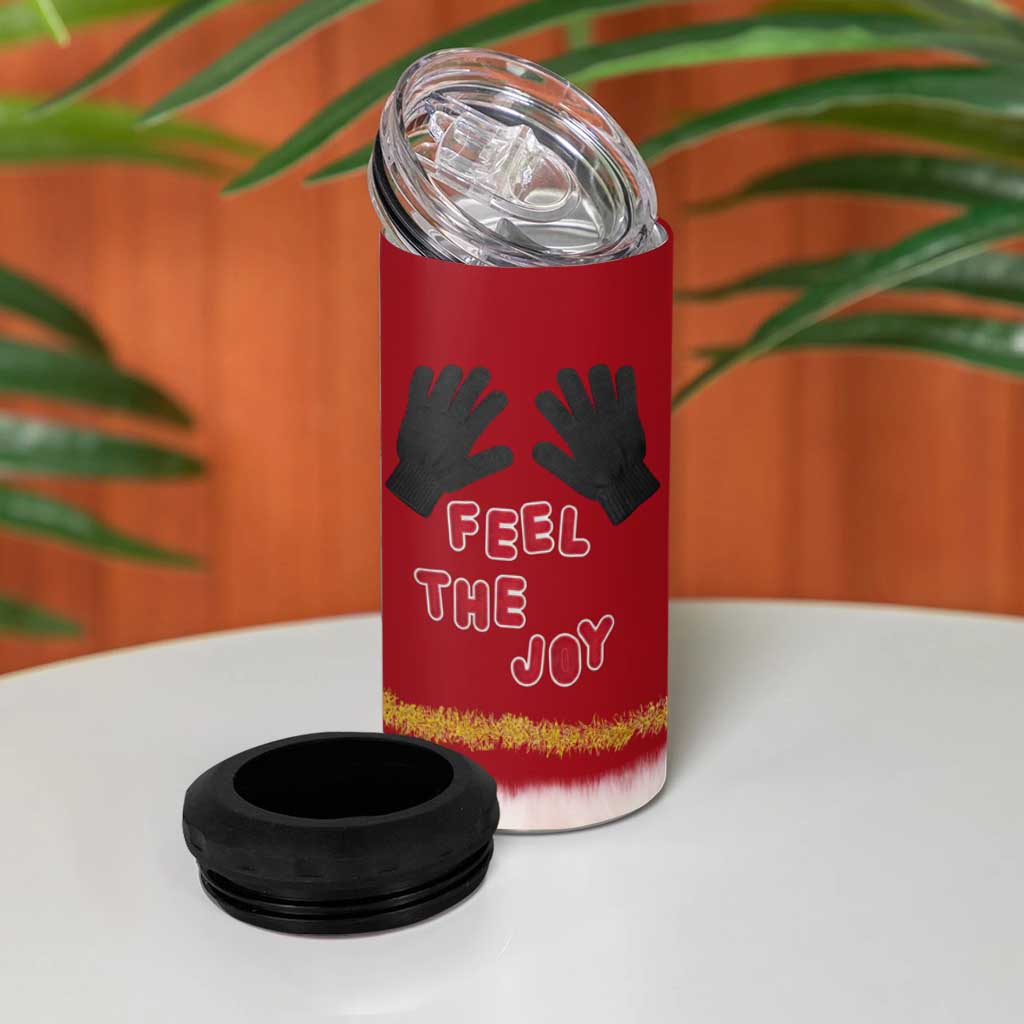 Feel The Joy Christmas 4 in 1 Can Cooler Tumbler Xmas Holiday Patterns - Wonder Print Shop