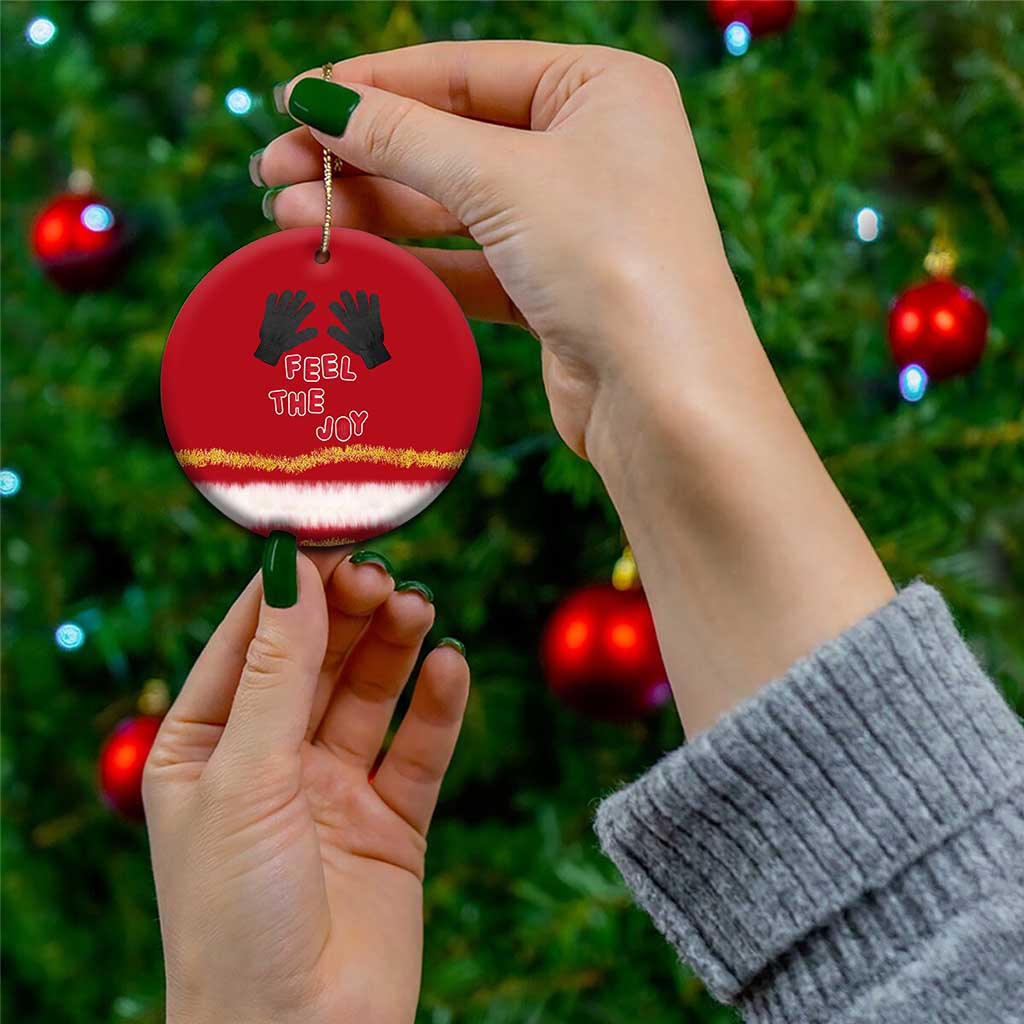 Feel The Joy Christmas Ceramic Ornament Xmas Holiday Patterns - Wonder Print Shop