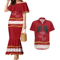 Feel The Joy Christmas Couples Matching Mermaid Dress and Hawaiian Shirt Xmas Holiday Patterns - Wonder Print Shop