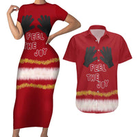 Feel The Joy Christmas Couples Matching Short Sleeve Bodycon Dress and Hawaiian Shirt Xmas Holiday Patterns - Wonder Print Shop