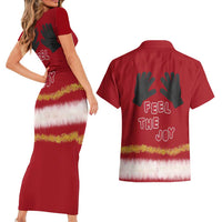 Feel The Joy Christmas Couples Matching Short Sleeve Bodycon Dress and Hawaiian Shirt Xmas Holiday Patterns - Wonder Print Shop