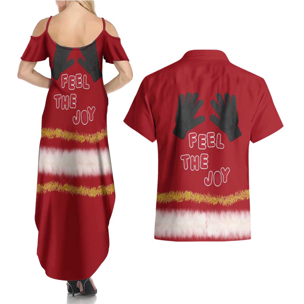 Feel The Joy Christmas Couples Matching Summer Maxi Dress and Hawaiian Shirt Xmas Holiday Patterns - Wonder Print Shop