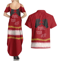 Feel The Joy Christmas Couples Matching Summer Maxi Dress and Hawaiian Shirt Xmas Holiday Patterns - Wonder Print Shop