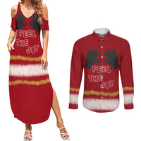 Feel The Joy Christmas Couples Matching Summer Maxi Dress and Long Sleeve Button Shirt Xmas Holiday Patterns - Wonder Print Shop