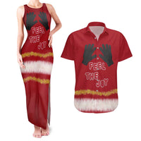 Feel The Joy Christmas Couples Matching Tank Maxi Dress and Hawaiian Shirt Xmas Holiday Patterns - Wonder Print Shop