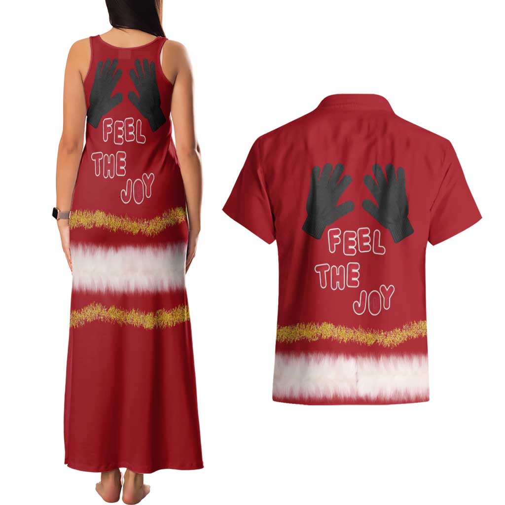 Feel The Joy Christmas Couples Matching Tank Maxi Dress and Hawaiian Shirt Xmas Holiday Patterns - Wonder Print Shop
