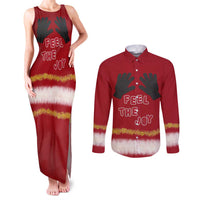 Feel The Joy Christmas Couples Matching Tank Maxi Dress and Long Sleeve Button Shirt Xmas Holiday Patterns - Wonder Print Shop
