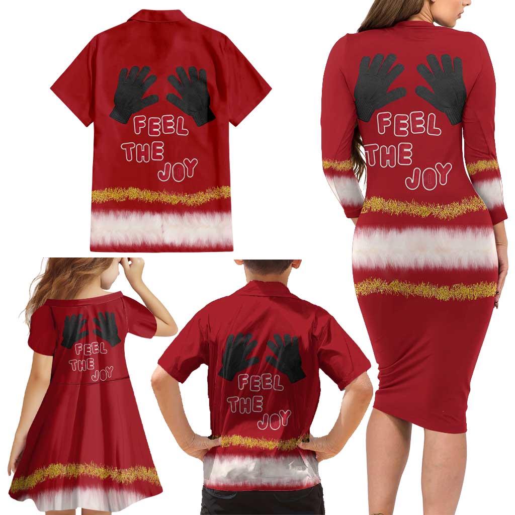 Feel The Joy Christmas Family Matching Long Sleeve Bodycon Dress and Hawaiian Shirt Xmas Holiday Patterns - Wonder Print Shop