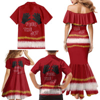 Feel The Joy Christmas Family Matching Mermaid Dress and Hawaiian Shirt Xmas Holiday Patterns - Wonder Print Shop