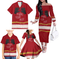Feel The Joy Christmas Family Matching Off The Shoulder Long Sleeve Dress and Hawaiian Shirt Xmas Holiday Patterns - Wonder Print Shop