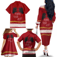 Feel The Joy Christmas Family Matching Off The Shoulder Long Sleeve Dress and Hawaiian Shirt Xmas Holiday Patterns - Wonder Print Shop
