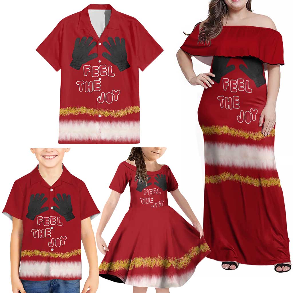 Feel The Joy Christmas Family Matching Off Shoulder Maxi Dress and Hawaiian Shirt Xmas Holiday Patterns - Wonder Print Shop