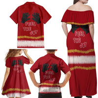 Feel The Joy Christmas Family Matching Off Shoulder Maxi Dress and Hawaiian Shirt Xmas Holiday Patterns - Wonder Print Shop