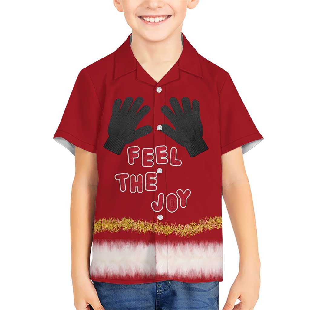 Feel The Joy Christmas Family Matching Off Shoulder Short Dress and Hawaiian Shirt Xmas Holiday Patterns - Wonder Print Shop