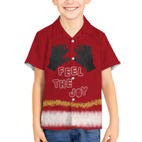 Feel The Joy Christmas Family Matching Off Shoulder Short Dress and Hawaiian Shirt Xmas Holiday Patterns - Wonder Print Shop