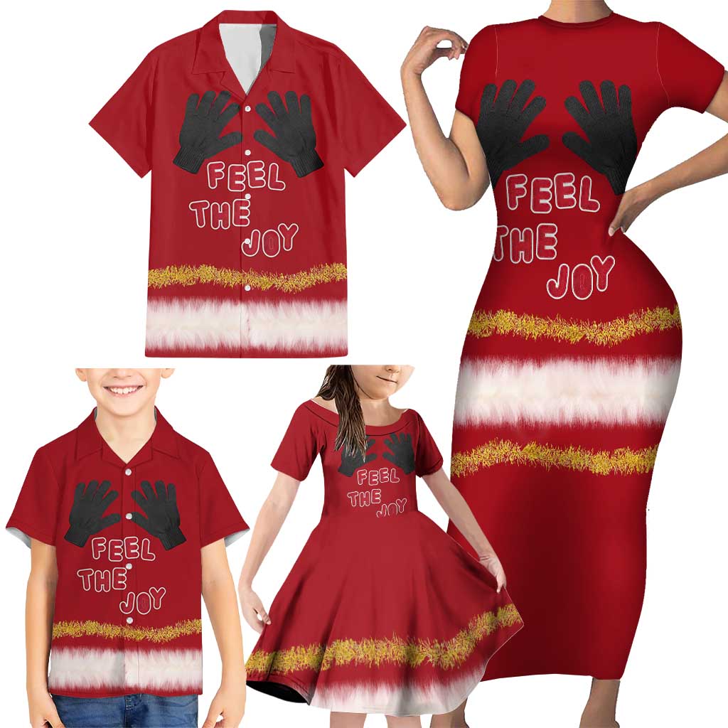 Feel The Joy Christmas Family Matching Short Sleeve Bodycon Dress and Hawaiian Shirt Xmas Holiday Patterns - Wonder Print Shop