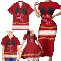 Feel The Joy Christmas Family Matching Short Sleeve Bodycon Dress and Hawaiian Shirt Xmas Holiday Patterns - Wonder Print Shop