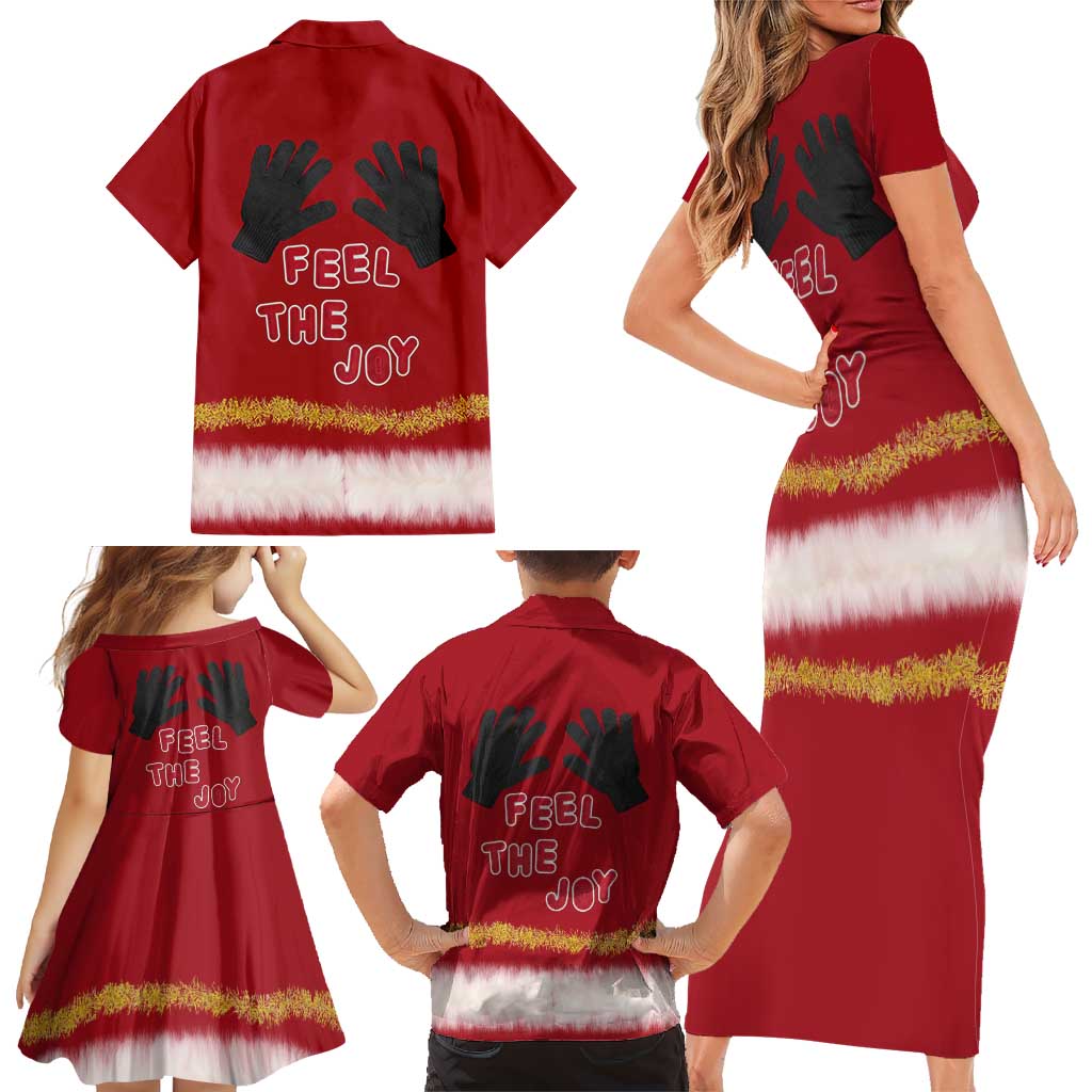 Feel The Joy Christmas Family Matching Short Sleeve Bodycon Dress and Hawaiian Shirt Xmas Holiday Patterns - Wonder Print Shop