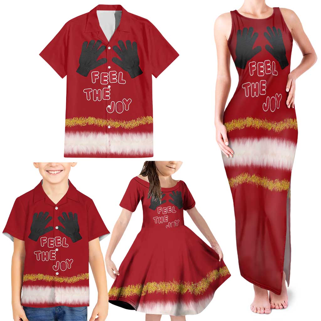 Feel The Joy Christmas Family Matching Tank Maxi Dress and Hawaiian Shirt Xmas Holiday Patterns - Wonder Print Shop