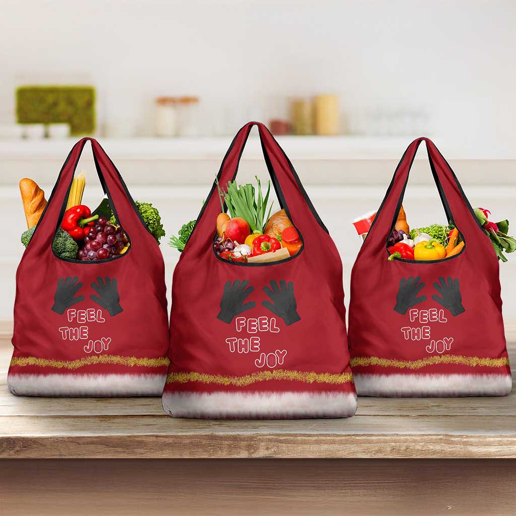 Feel The Joy Christmas Grocery Bag Xmas Holiday Patterns - Wonder Print Shop