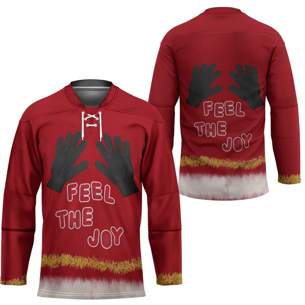 Feel The Joy Christmas Hockey Jersey Xmas Holiday Patterns - Wonder Print Shop