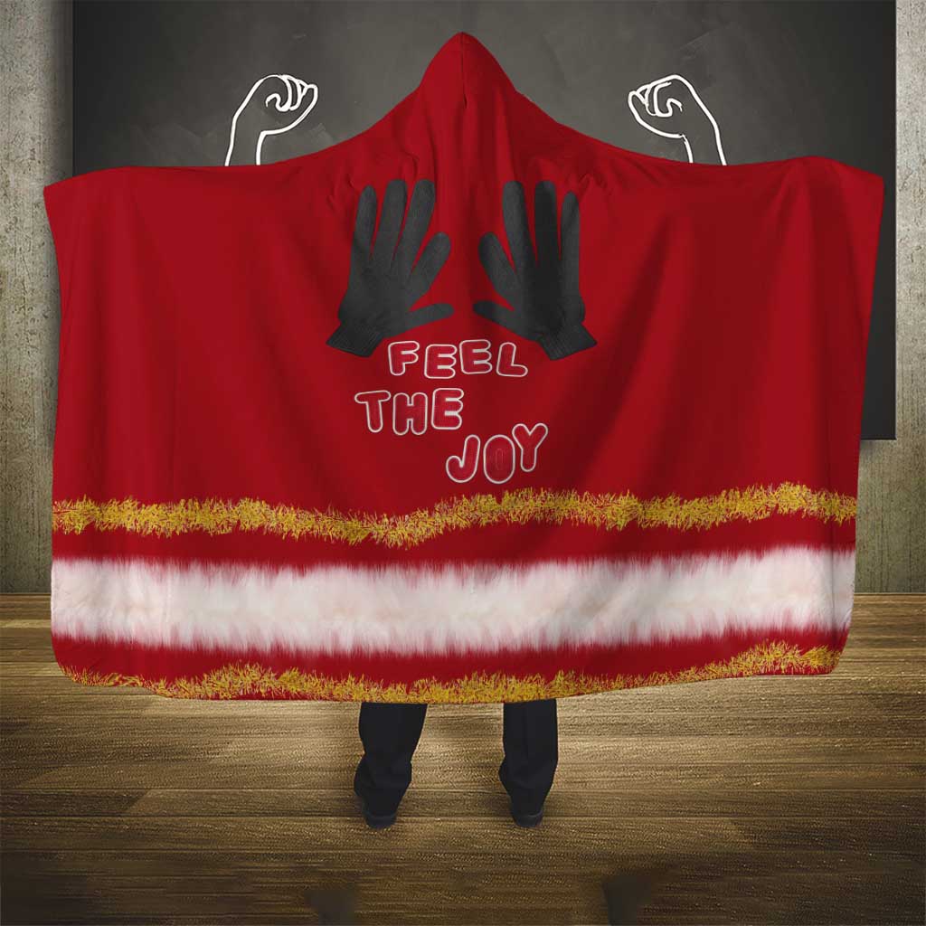 Feel The Joy Christmas Hooded Blanket Xmas Holiday Patterns - Wonder Print Shop