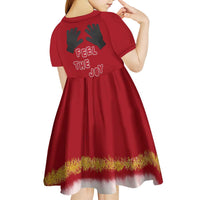 Feel The Joy Christmas Kid Short Sleeve Dress Xmas Holiday Patterns - Wonder Print Shop