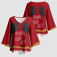 Feel The Joy Christmas Kimono Sleeve Blouse Xmas Holiday Patterns - Wonder Print Shop