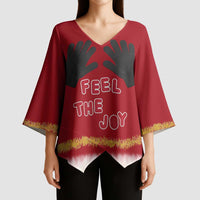 Feel The Joy Christmas Kimono Sleeve Blouse Xmas Holiday Patterns - Wonder Print Shop