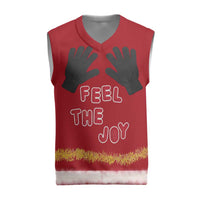 Feel The Joy Christmas Knitted V-Neck Vest Xmas Holiday Patterns - Wonder Print Shop