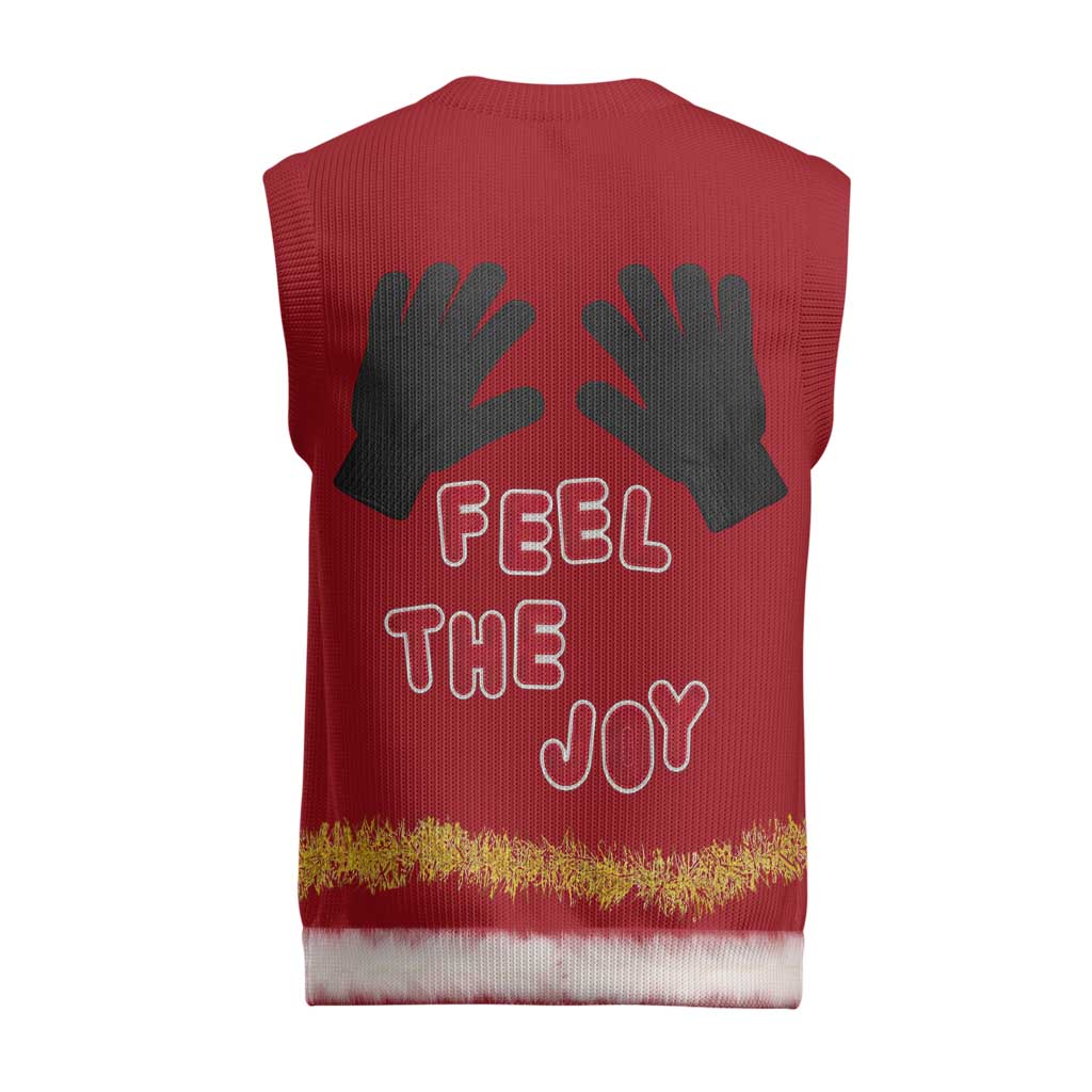 Feel The Joy Christmas Knitted V-Neck Vest Xmas Holiday Patterns - Wonder Print Shop