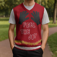 Feel The Joy Christmas Knitted V-Neck Vest Xmas Holiday Patterns - Wonder Print Shop