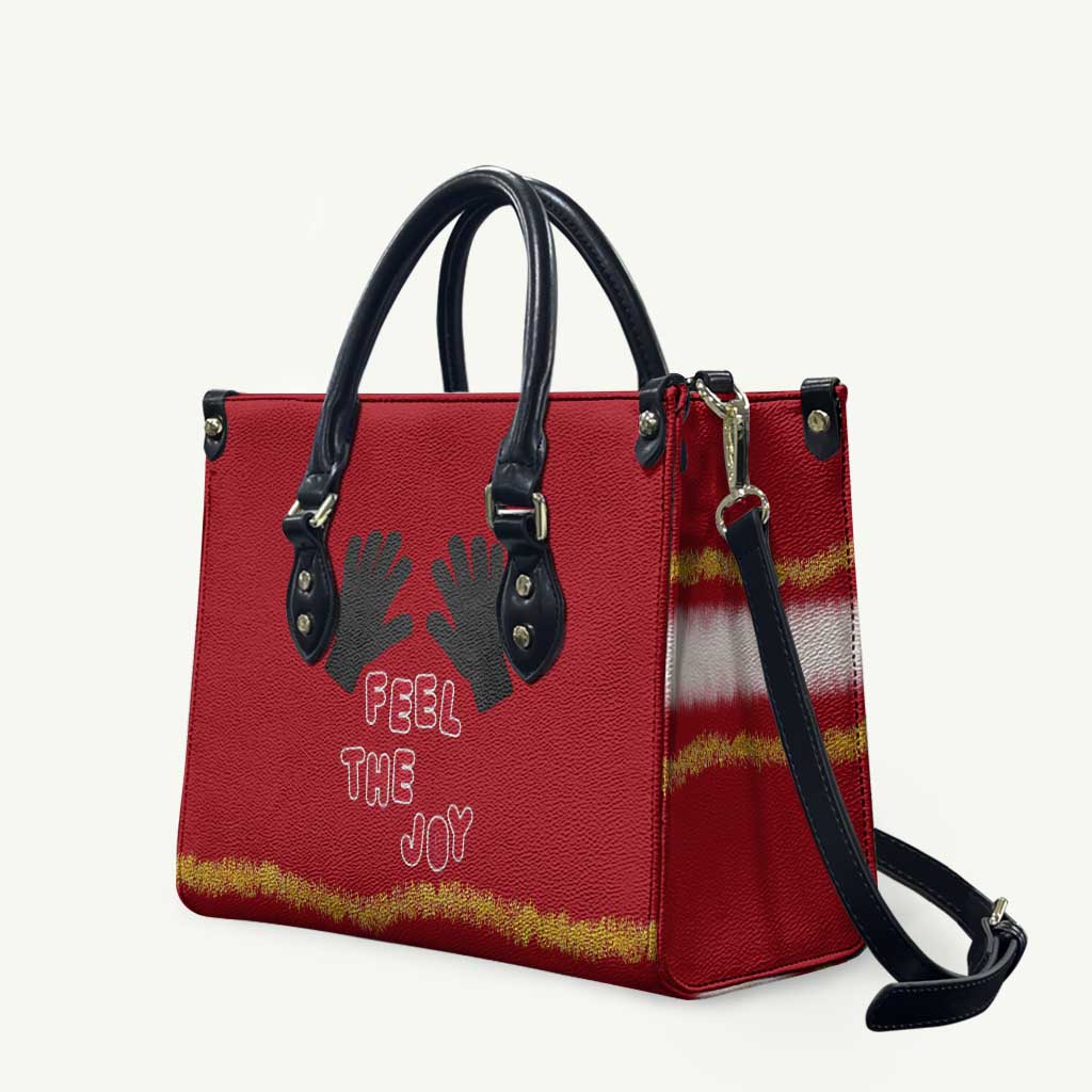 Feel The Joy Christmas Leather Bag Xmas Holiday Patterns - Wonder Print Shop