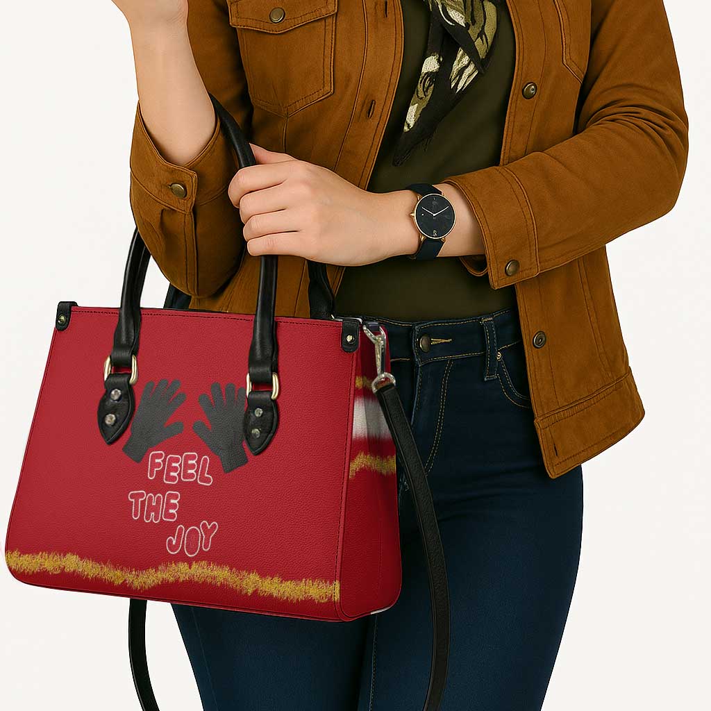 Feel The Joy Christmas Leather Bag Xmas Holiday Patterns - Wonder Print Shop