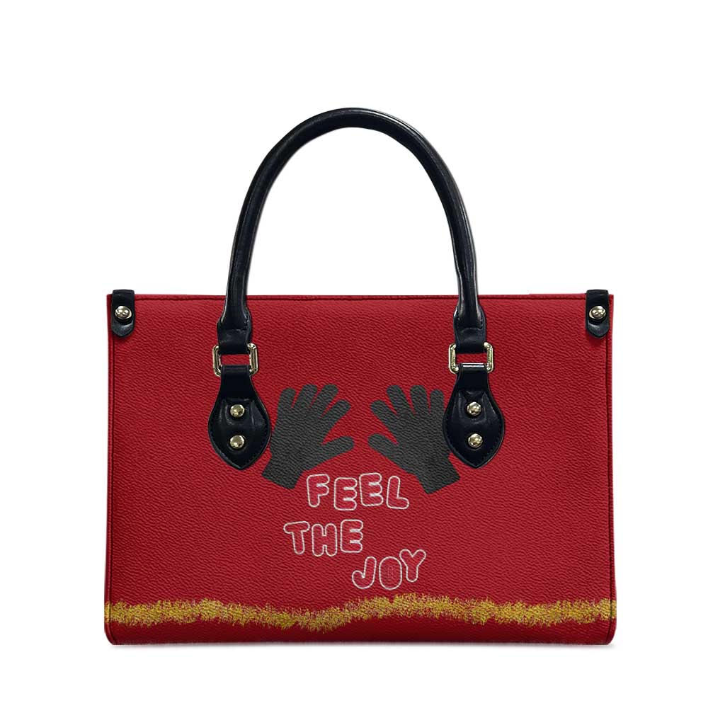 Feel The Joy Christmas Leather Bag Xmas Holiday Patterns - Wonder Print Shop