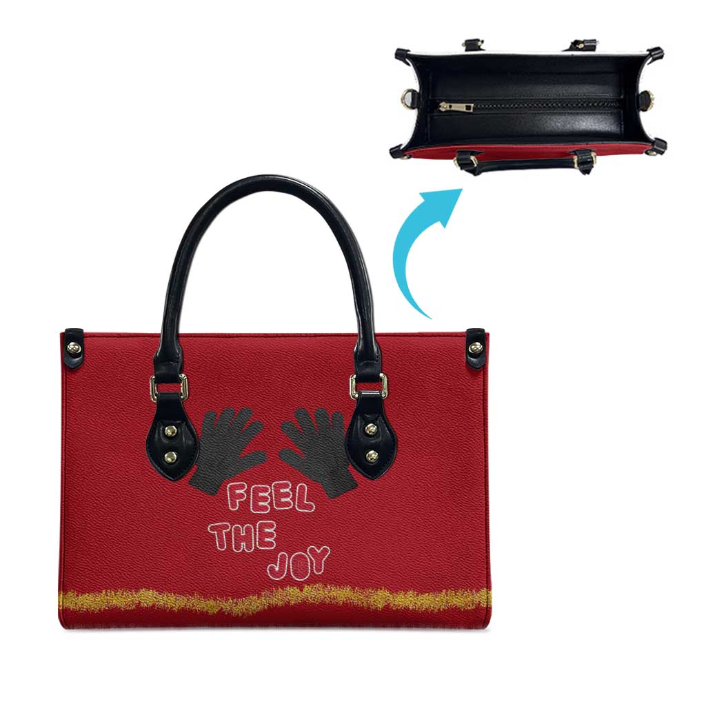 Feel The Joy Christmas Leather Bag Xmas Holiday Patterns - Wonder Print Shop