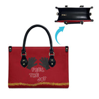 Feel The Joy Christmas Leather Bag Xmas Holiday Patterns - Wonder Print Shop