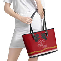 Feel The Joy Christmas Leather Tote Bag Xmas Holiday Patterns - Wonder Print Shop