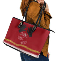 Feel The Joy Christmas Leather Tote Bag Xmas Holiday Patterns - Wonder Print Shop