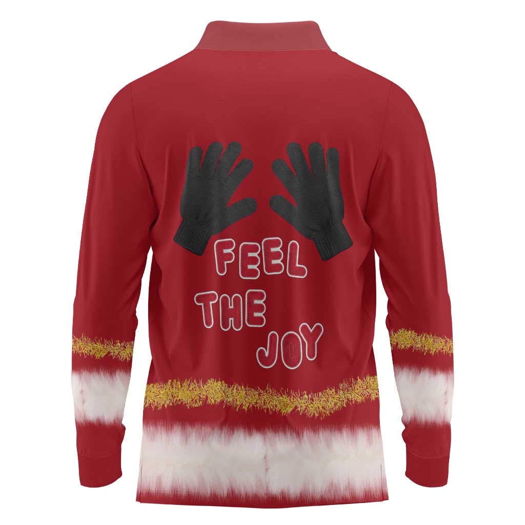 Feel The Joy Christmas Long Sleeve Polo Shirt Xmas Holiday Patterns - Wonder Print Shop