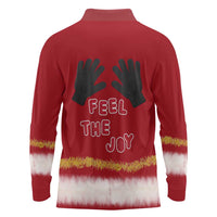 Feel The Joy Christmas Long Sleeve Polo Shirt Xmas Holiday Patterns - Wonder Print Shop