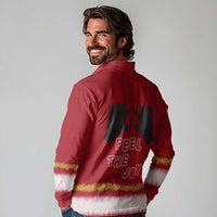 Feel The Joy Christmas Long Sleeve Polo Shirt Xmas Holiday Patterns - Wonder Print Shop