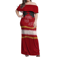 Feel The Joy Christmas Off Shoulder Maxi Dress Xmas Holiday Patterns - Wonder Print Shop