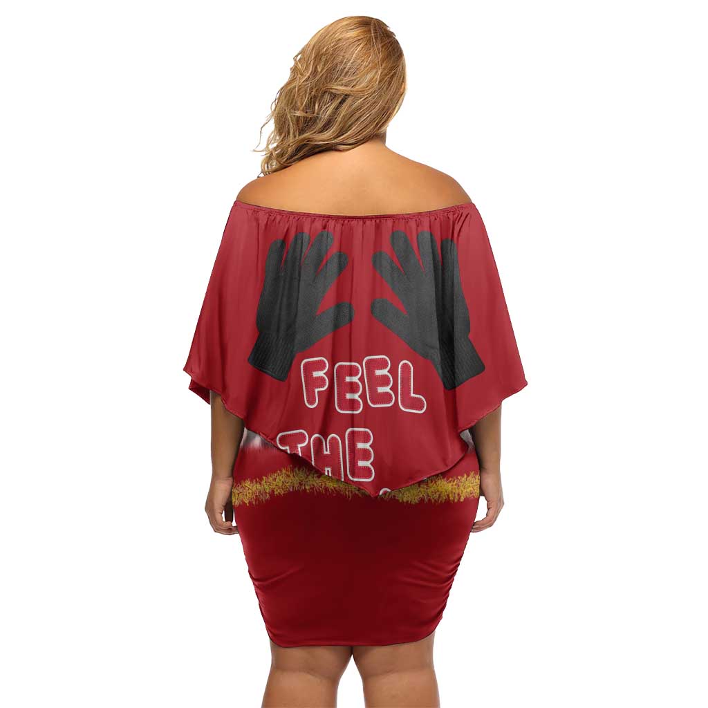 Feel The Joy Christmas Off Shoulder Short Dress Xmas Holiday Patterns - Wonder Print Shop