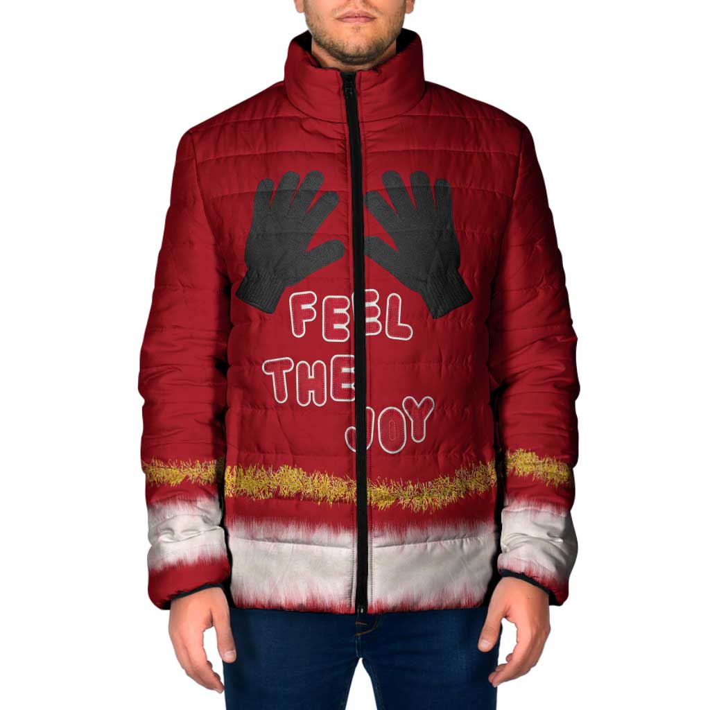 Feel The Joy Christmas Padded Jacket Xmas Holiday Patterns - Wonder Print Shop